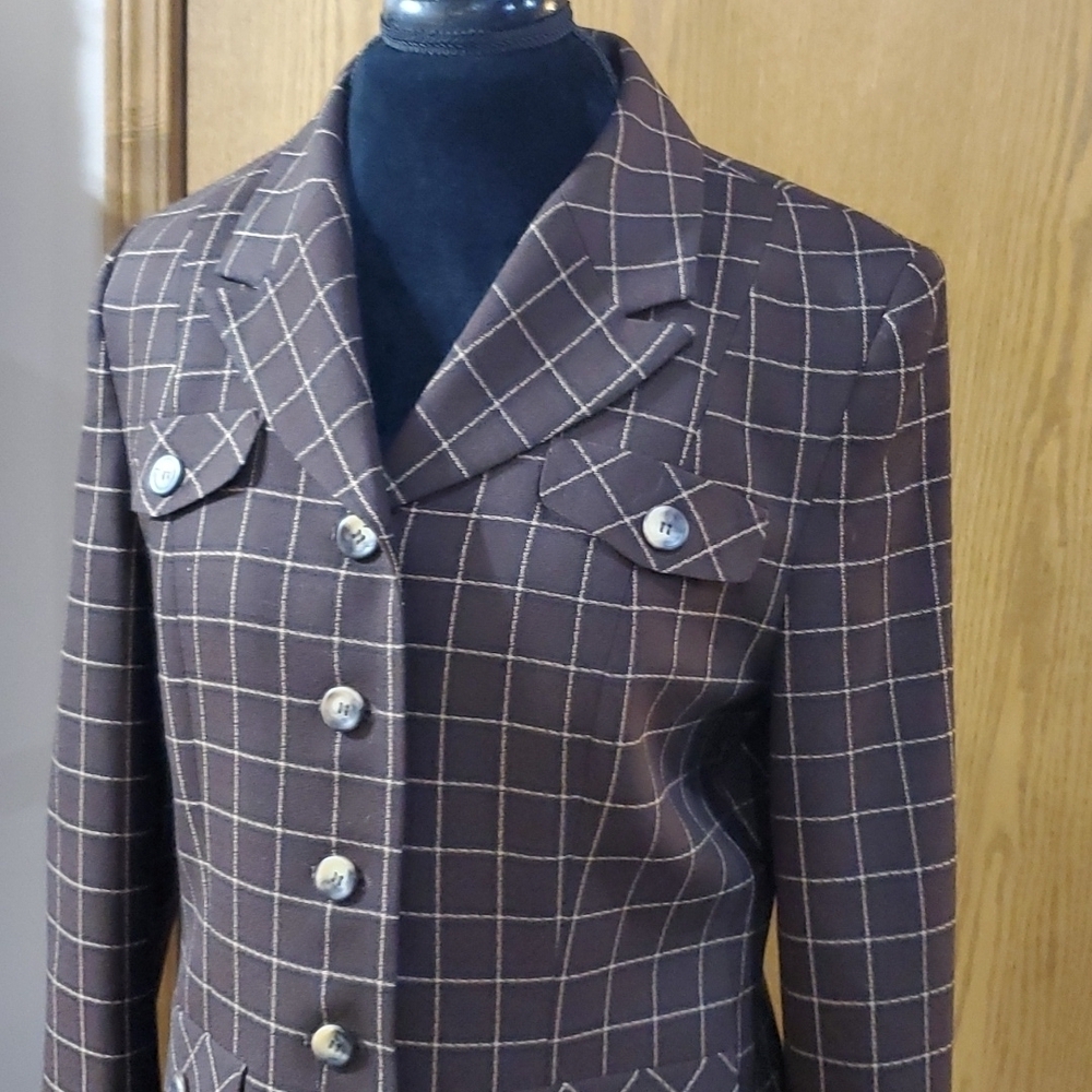 Pendleton vintage wool checkered brown blazer euc